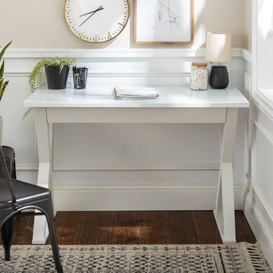 Walker Edison 48" White Modern Wood Computer Desk